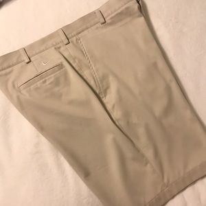 Nike Golf Shorts Flat Front Khaki DRI FIT